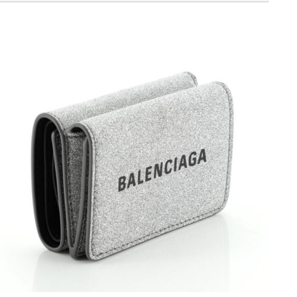 Balenciaga Silver Leather Coin Wallet